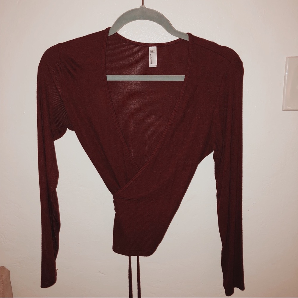 Burgundy wrap top